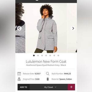 107 lululemon coat NWOT